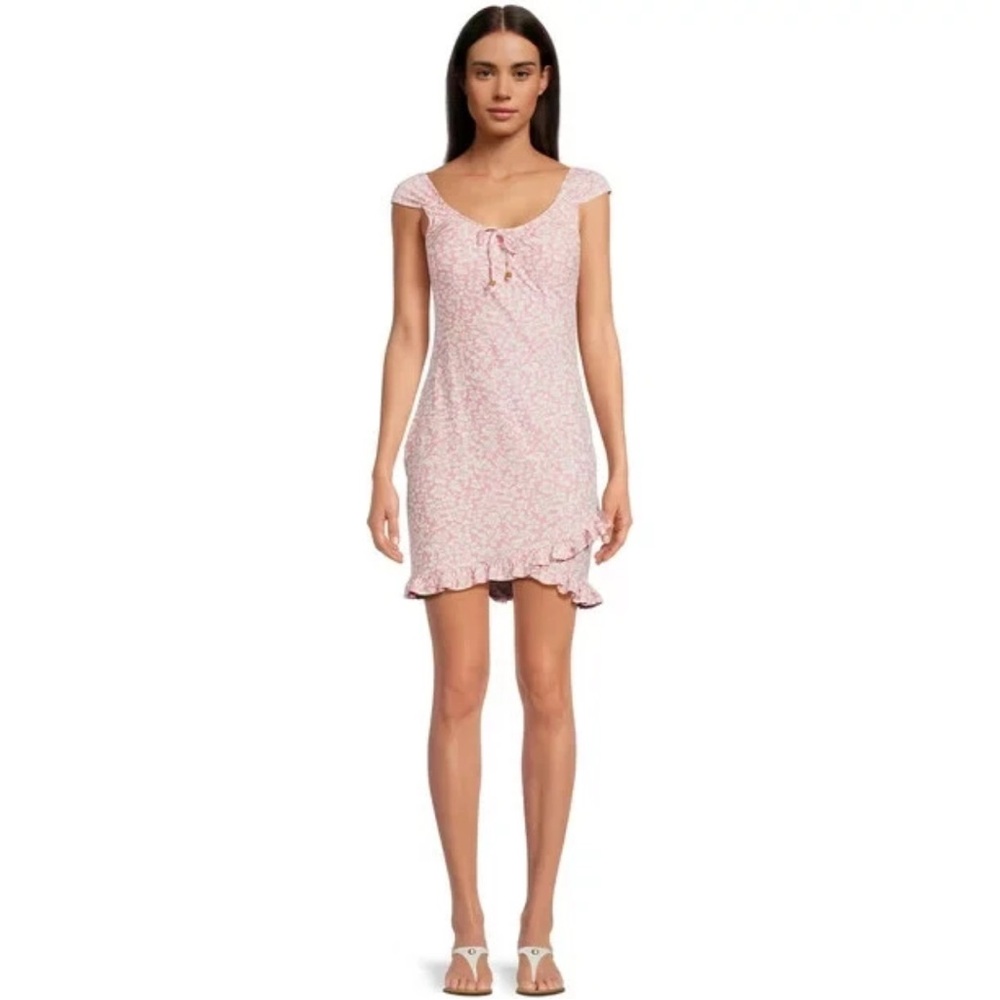 No Boundaries Dusty Rose Pink Floral Ruffle Hem Dress - Size 7/9